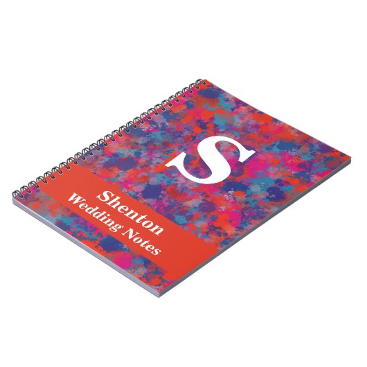 Abstrakte Tropfen von Rot, Blau und Rosa Notizblock (Linke Seite)