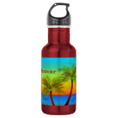 Abstrakte Tropical Life Palm Silhouette Hängematte Edelstahlflasche (Vorderseite)