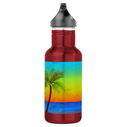 Abstrakte Tropical Life Palm Silhouette Hängematte Edelstahlflasche (Rechts)