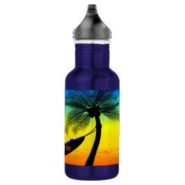 Abstrakte Tropical Life Palm Silhouette Hängematte Edelstahlflasche