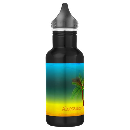 Abstrakte Tropical Life Palm Silhouette Hängematte Edelstahlflasche (Links)