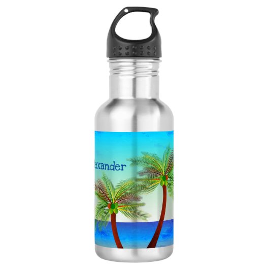 Abstrakte Tropical Life Palm Silhouette Hängematte Edelstahlflasche (Vorderseite)