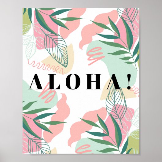 Abstrakte tropische Blätter Aloha Editable Poster (Vorne)