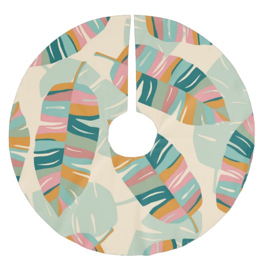 Abstrakte tropische Blätter: Moderne nahtlose Polyester Weihnachtsbaumdecke (Vorderseite)