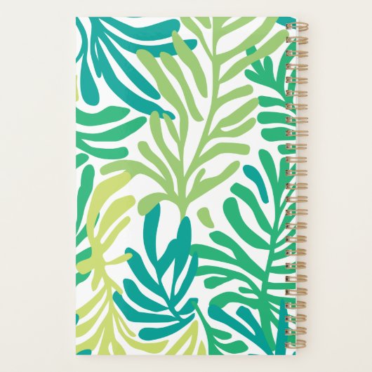 Abstrakte tropische Blätter Personalisiert Planer (Rückseite)