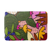 Abstrakte tropische Blätter und Blume Badematte (Vorderseite)