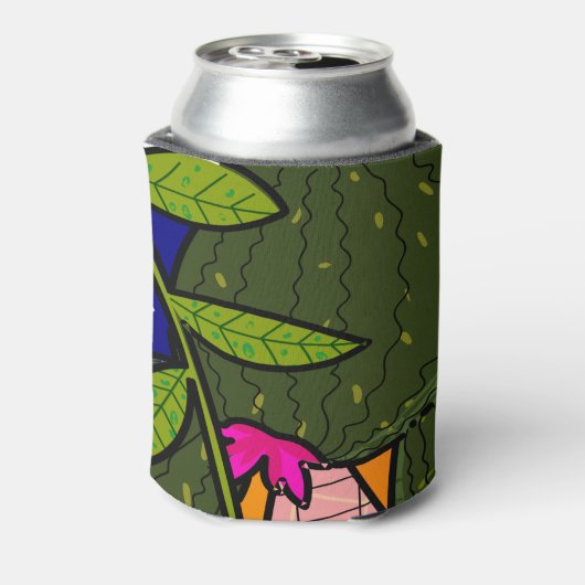 Abstrakte tropische Blätter und Blume Dosenkühler (Kanne Rückseite)