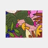 Abstrakte tropische Blätter und Blume Fleecedecke (Vorderseite (Horizontal))