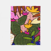 Abstrakte tropische Blätter und Blume Fleecedecke (Vorderseite)