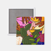 Abstrakte tropische Blätter und Blume Magnet (Vorderseite/Rückseite)