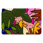 Abstrakte tropische Blätter und Blume Magnet (Horizontal)