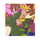 Abstrakte tropische Blätter und Blume Notizblock (Vorderseite)