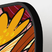 Abstrakte tropische Blätter und Blume Pickleball Schläger (Linke Seite)