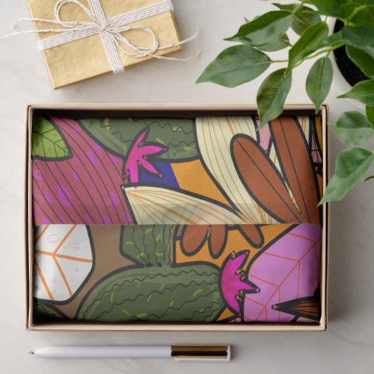 Abstrakte tropische Blätter und Blume Seidenpapier (Geschenk)