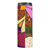 Abstrakte tropische Blätter und Blume Thermosbecher (Rückseite)