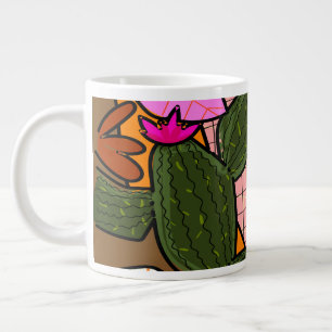 Abstrakte tropische Blätter und Blumen Jumbo-Tasse