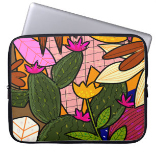 Abstrakte tropische Blätter und Blumen Laptopschutzhülle