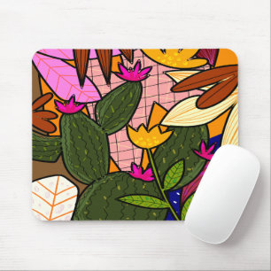 Abstrakte tropische Blätter und Blumen Mousepad