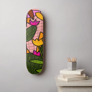 Abstrakte tropische Blätter und Blumen  Skateboard