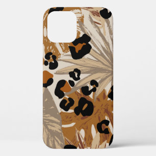 Abstrakte tropische Blätter und Grunge-Leoparden Case-Mate iPhone Hülle