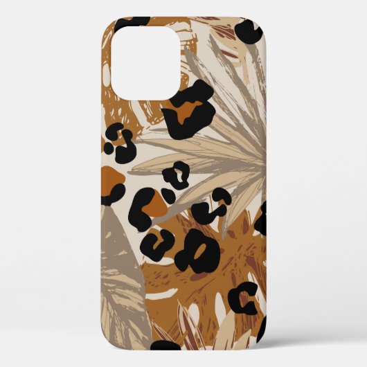 Abstrakte tropische Blätter und Grunge-Leoparden Case-Mate iPhone Hülle (Rückseite)