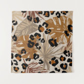 Abstrakte tropische Blätter und Grunge-Leoparden Wandteppich (Vorderseite (Horizontal))