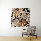 Abstrakte tropische Blätter und Grunge-Leoparden Wandteppich (Beispiel)