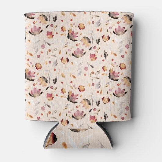 Abstrakte tropische Blume: Aquarellbilder. Dosenkühler (Vorderseite)