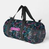 Abstrakte tropische Blume Blätter Girl Sports Gym Duffle Bag (Rechte Ecke)