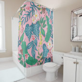 Abstrakte tropische Blume, Guache Malmuster Duschvorhang (Beispiel)
