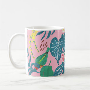 Abstrakte tropische Blume, Guache Malmuster Kaffeetasse