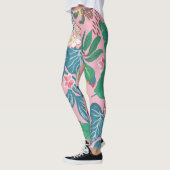 Abstrakte tropische Blume, Guache Malmuster Leggings (Links)