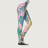 Abstrakte tropische Blume, Guache Malmuster Leggings (Rechts)