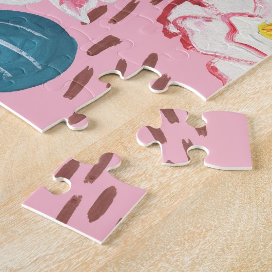 Abstrakte tropische Blume, Guache Malmuster Puzzle (Seite)