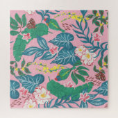 Abstrakte tropische Blume, Guache Malmuster Puzzle (Horizontal)