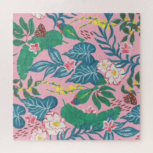 Abstrakte tropische Blume, Guache Malmuster Puzzle (Horizontal)