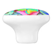 Abstrakte tropische Blütenrosa Lilie Keramikknauf (Seitenansicht)