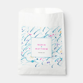 Abstrakte tropische flache Wellen Rosa Aqua Hochze Geschenktütchen