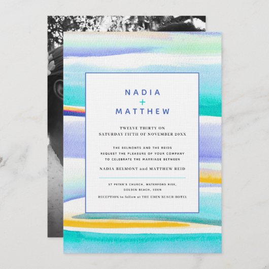 Abstrakte tropische Gezeitenreihen Einladung (Vorne/Hinten)