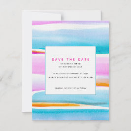 Abstrakte tropische Gezeitenreihen Hochzeit speich Einladung