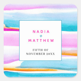 Abstrakte tropische Gezeitenreihen Quadratischer Aufkleber