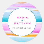 Abstrakte tropische Gezeitenreihen Runder Aufkleber (Vorderseite)