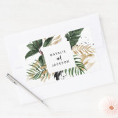 Abstrakte tropische Hochzeitsaufkleber Rechteckiger Aufkleber (Umschlag)