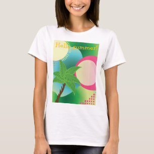 abstrakte tropische Illustration, Hallo Sommer T-Shirt