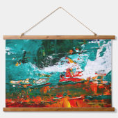 Abstrakte tropische Kollision Wandteppich Mit Holzrahmen (Vorne)