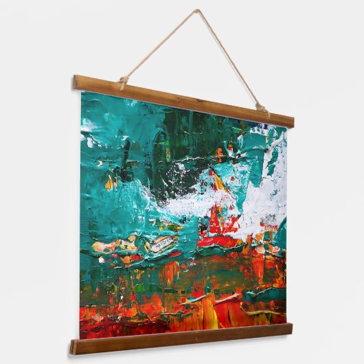 Abstrakte tropische Kollision Wandteppich Mit Holzrahmen (Gewinkelt)