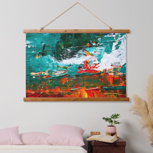 Abstrakte tropische Kollision Wandteppich Mit Holzrahmen (Schlafzimmer)