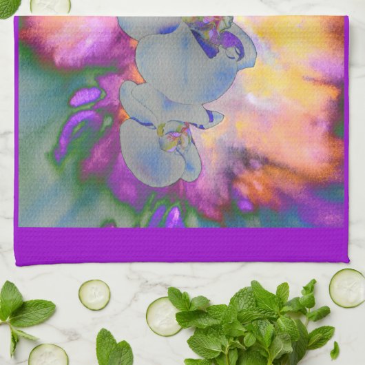 Abstrakte tropische Orchideen Geschirrtuch (Gefaltet)