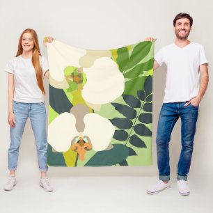 Abstrakte tropische Orchideen moderne Heimdekorati Fleecedecke