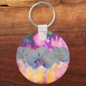 Abstrakte tropische Orchideen Schlüsselanhänger (Vorderseite)